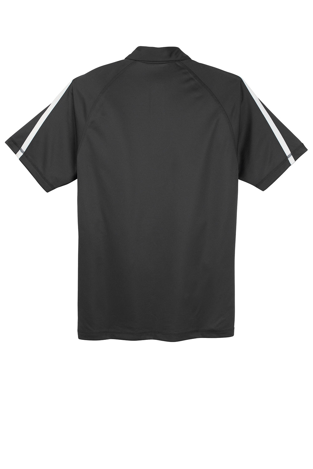 Sport-Tek ST685 Mens Micro-Mesh Moisture Wicking Short Sleeve Polo Shirt Iron Grey/White Flat Back