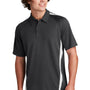 Sport-Tek Mens Micro-Mesh Moisture Wicking Short Sleeve Polo Shirt - Iron Grey/White