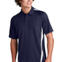 Sport-Tek Mens Micro-Mesh Moisture Wicking Short Sleeve Polo Shirt - True Navy Blue/White