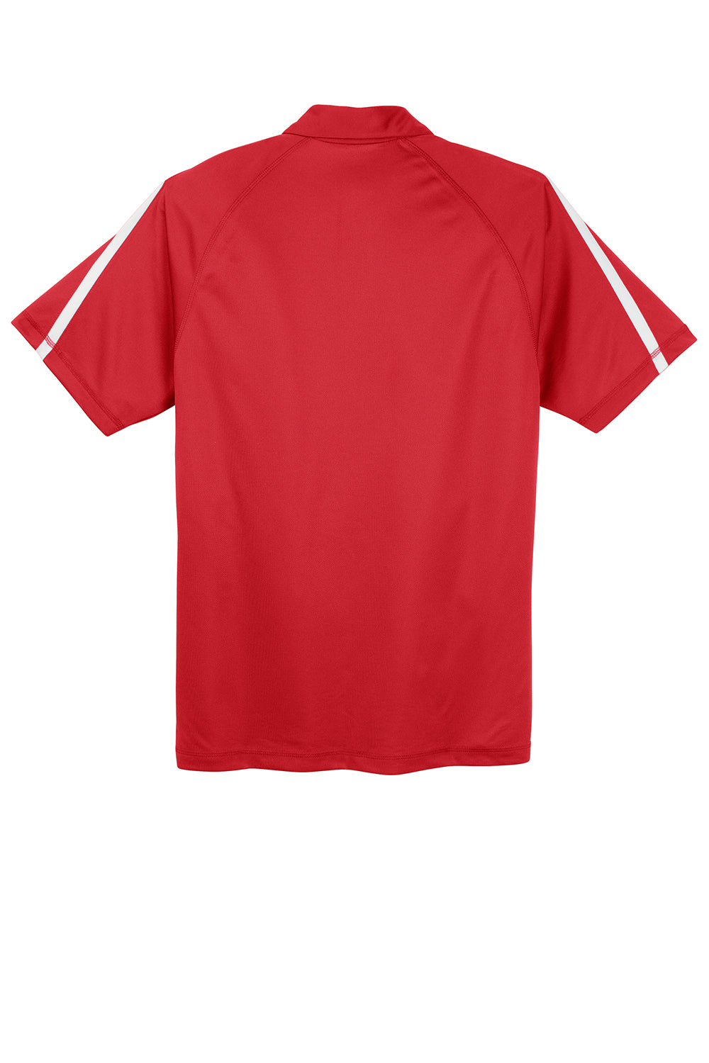 Sport-Tek ST685 Mens Micro-Mesh Moisture Wicking Short Sleeve Polo Shirt True Red/White Flat Back