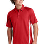 Sport-Tek Mens Micro-Mesh Moisture Wicking Short Sleeve Polo Shirt - True Red/White