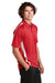 Sport-Tek ST685 Mens Micro-Mesh Moisture Wicking Short Sleeve Polo Shirt True Red/White Model Side