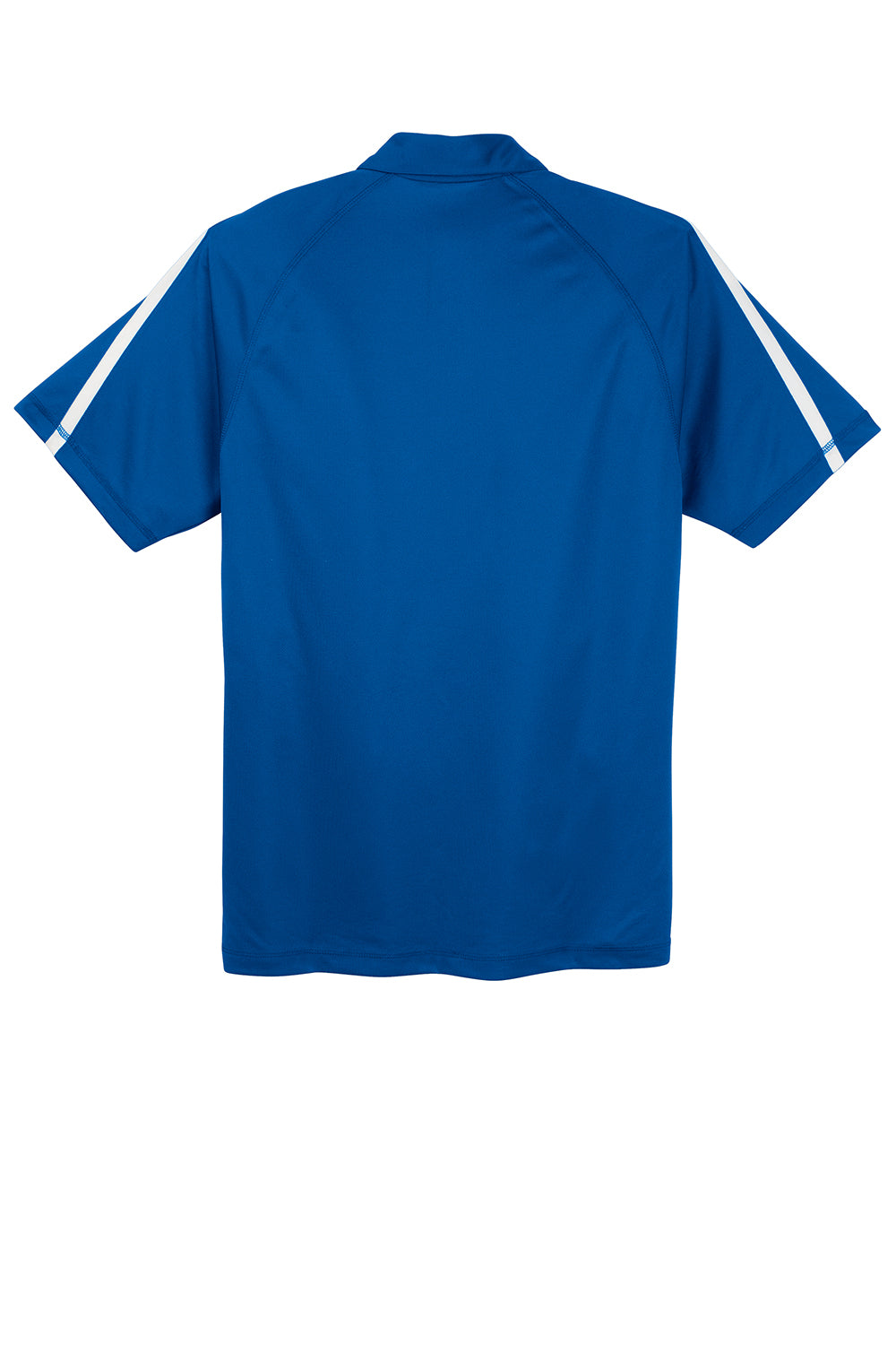 Sport-Tek ST685 Mens Micro-Mesh Moisture Wicking Short Sleeve Polo Shirt True Royal Blue/White Flat Back