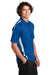 Sport-Tek ST685 Mens Micro-Mesh Moisture Wicking Short Sleeve Polo Shirt True Royal Blue/White Model Side