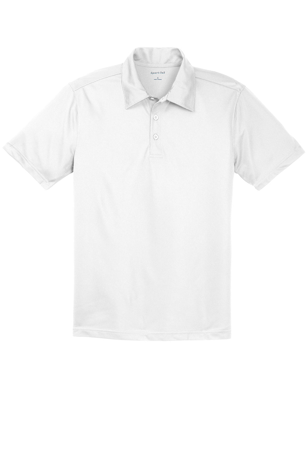 Sport-Tek ST690 Mens Active Mesh Moisture Wicking Short Sleeve Polo Shirt White Flat Front