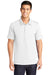 Sport-Tek ST690 Mens Active Mesh Moisture Wicking Short Sleeve Polo Shirt White Model Front