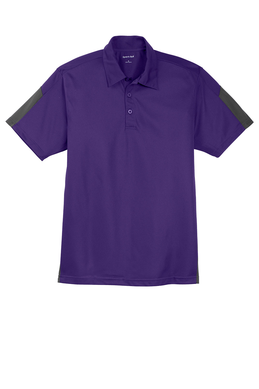 Sport-Tek ST695 Mens Active Mesh Moisture Wicking Short Sleeve Polo Shirt Purple/Grey Flat Front