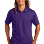 Sport-Tek Mens Active Mesh Moisture Wicking Short Sleeve Polo Shirt - Purple/Grey