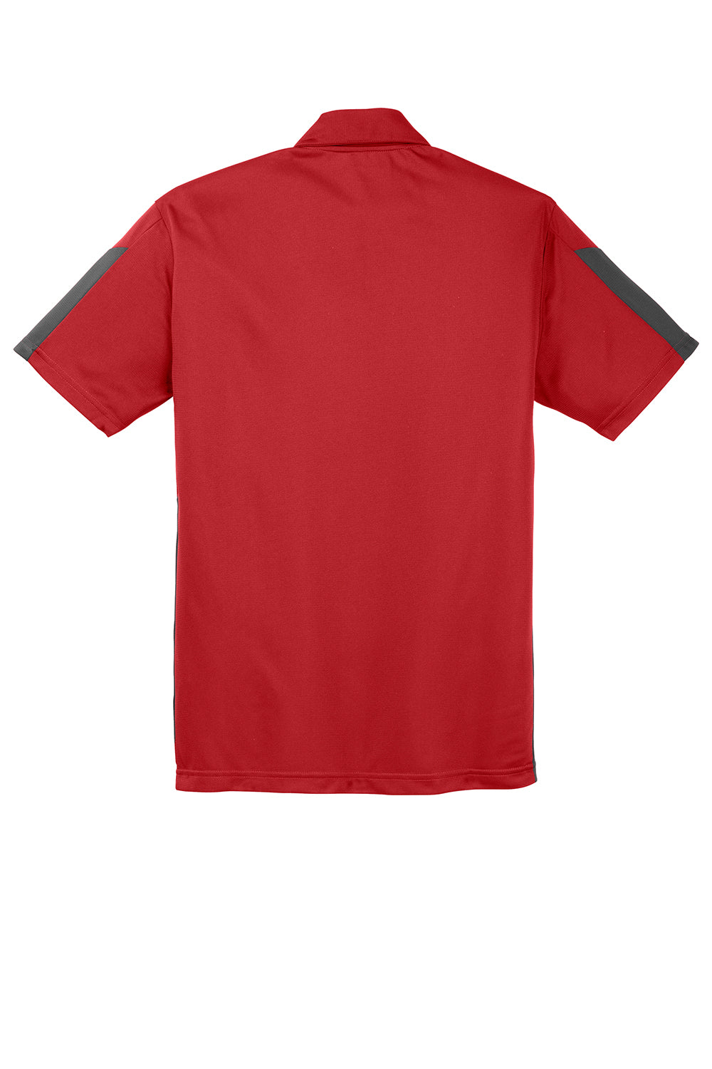 Sport-Tek ST695 Mens Active Mesh Moisture Wicking Short Sleeve Polo Shirt True Red/Grey Flat Back