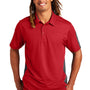 Sport-Tek Mens Active Mesh Moisture Wicking Short Sleeve Polo Shirt - True Red/Grey