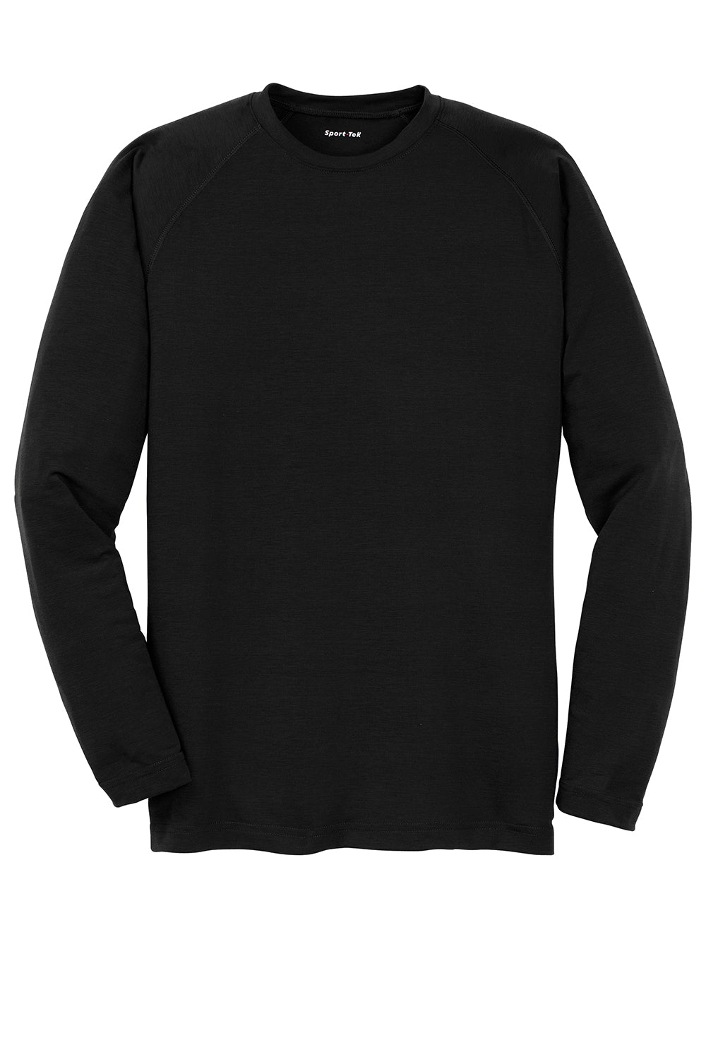 Sport-Tek ST700LS Mens Ultimate Performance Moisture Wicking Long Sleeve Crewneck T-Shirt Black Flat Front