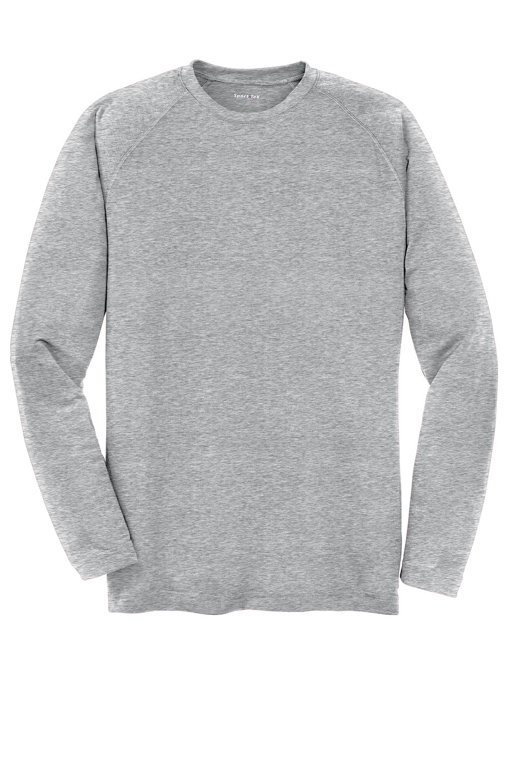 Sport-Tek ST700LS Mens Ultimate Performance Moisture Wicking Long Sleeve Crewneck T-Shirt Heather Grey Flat Front