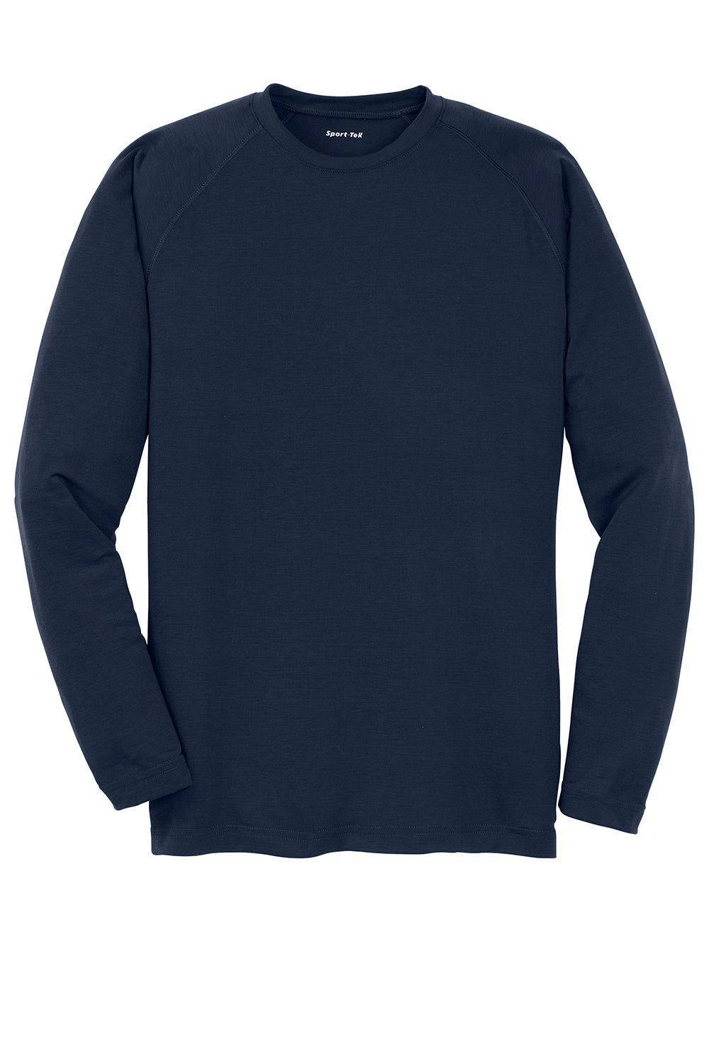 Sport-Tek ST700LS Mens Ultimate Performance Moisture Wicking Long Sleeve Crewneck T-Shirt True Navy Blue Flat Front