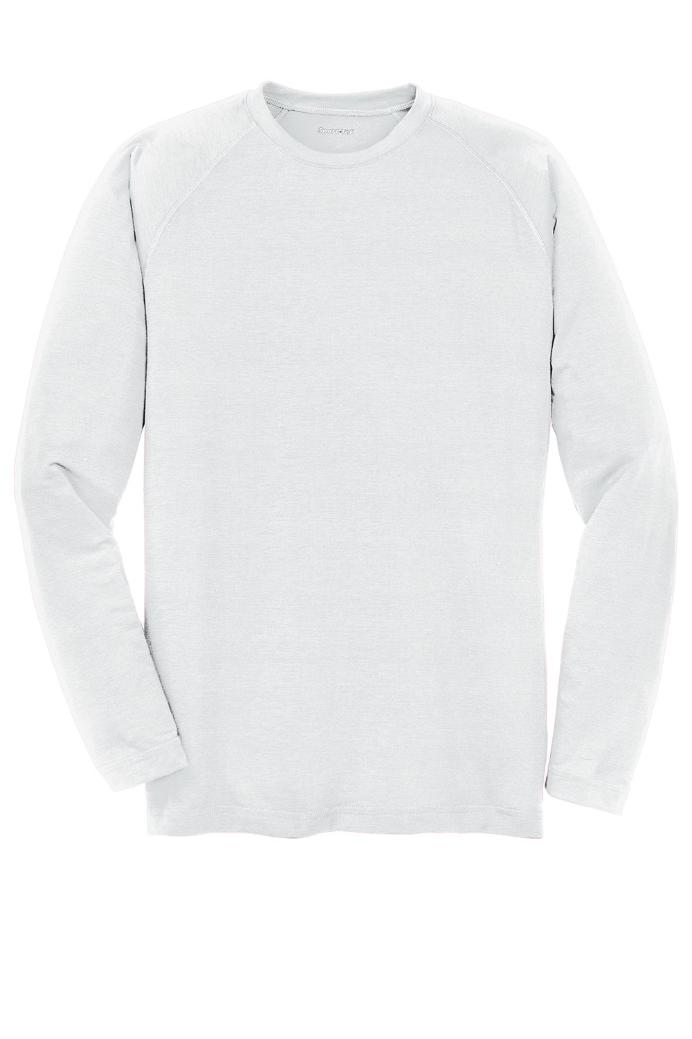 Sport-Tek ST700LS Mens Ultimate Performance Moisture Wicking Long Sleeve Crewneck T-Shirt White Flat Front