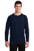 Sport-Tek ST700LS Mens Ultimate Performance Moisture Wicking Long Sleeve Crewneck T-Shirt True Navy Blue Model Front