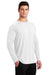 Sport-Tek ST700LS Mens Ultimate Performance Moisture Wicking Long Sleeve Crewneck T-Shirt White Model 3q