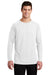 Sport-Tek ST700LS Mens Ultimate Performance Moisture Wicking Long Sleeve Crewneck T-Shirt White Model Front