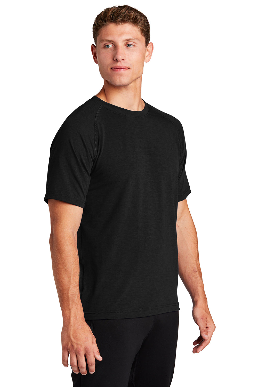 Sport-Tek ST700 Mens Ultimate Performance Moisture Wicking Short Sleeve Crewneck T-Shirt Black Model 3q