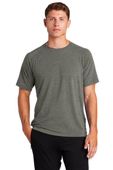 Sport-Tek ST700 Mens Ultimate Performance Moisture Wicking Short Sleeve Crewneck T-Shirt Heather Grey Model Front