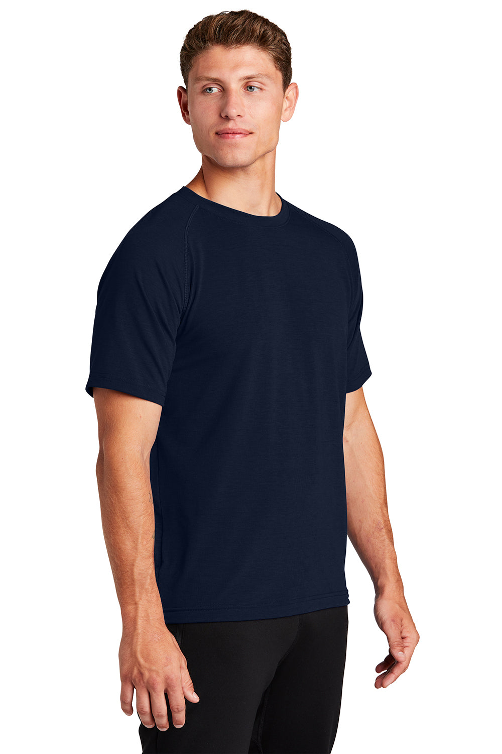 Sport-Tek ST700 Mens Ultimate Performance Moisture Wicking Short Sleeve Crewneck T-Shirt True Navy Blue Model 3q