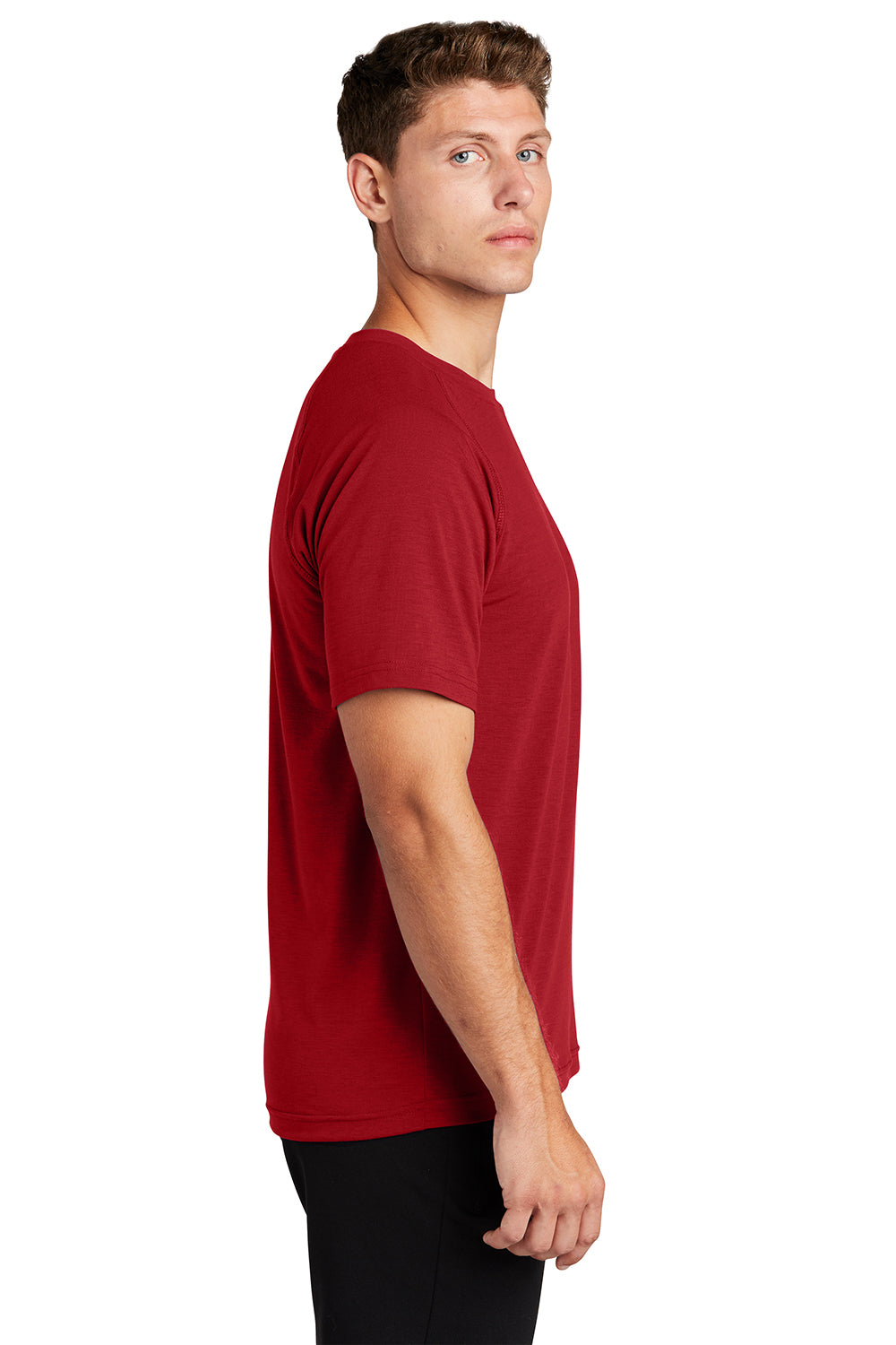 Sport-Tek ST700 Mens Ultimate Performance Moisture Wicking Short Sleeve Crewneck T-Shirt True Red Model Side