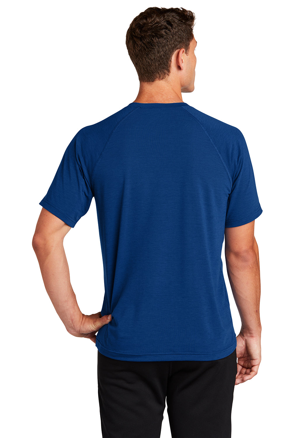 Sport-Tek ST700 Mens Ultimate Performance Moisture Wicking Short Sleeve Crewneck T-Shirt True Royal Blue Model Back