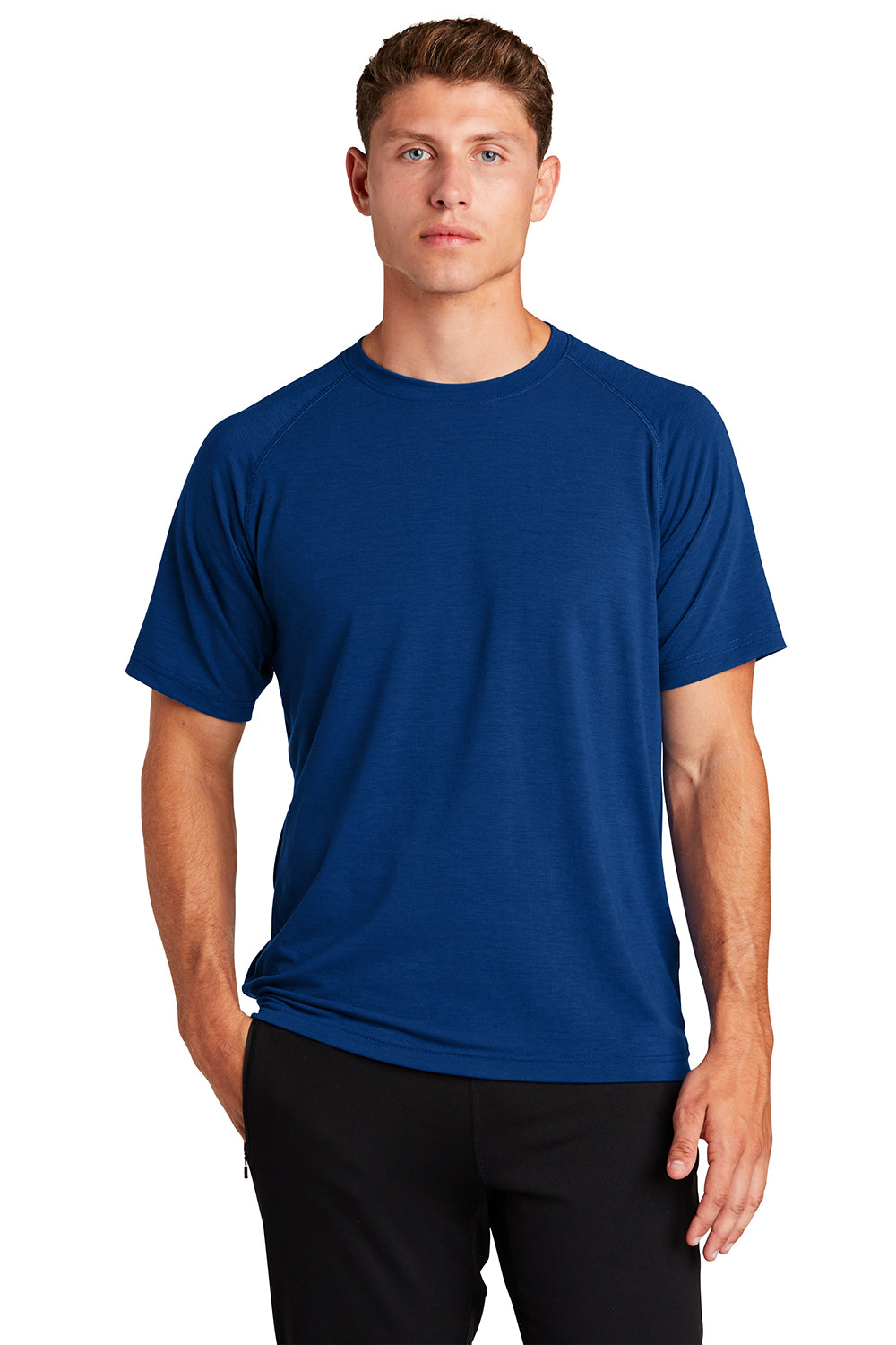 Sport-Tek ST700 Mens Ultimate Performance Moisture Wicking Short Sleeve Crewneck T-Shirt True Royal Blue Model Front