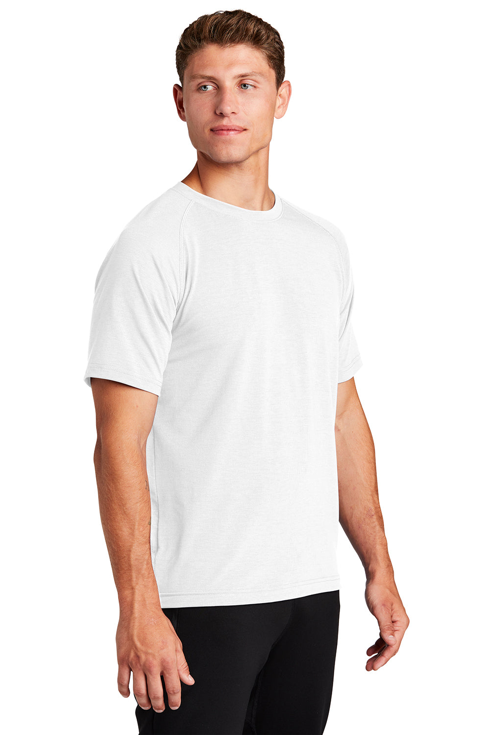 Sport-Tek ST700 Mens Ultimate Performance Moisture Wicking Short Sleeve Crewneck T-Shirt White Model 3q