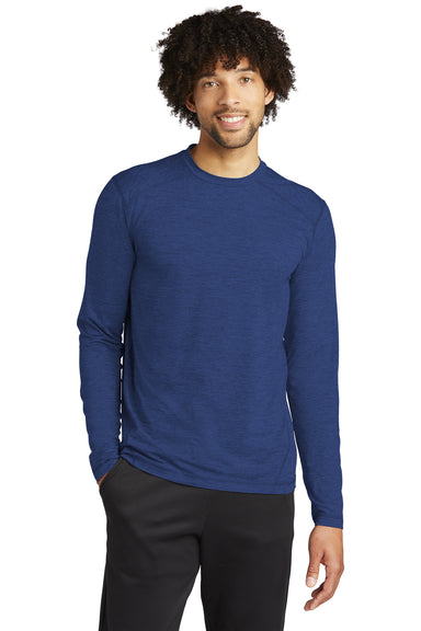 Sport-Tek ST710 Mens Exchange 1.5 Long Sleeve Crewneck T-Shirt Heather True Royal Blue Model Front