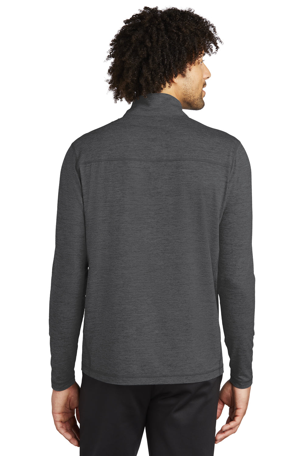 Sport-Tek ST711 Mens Exchange 1.5 Long Sleeve 1/4 Zip T-Shirt Heather Graphite Grey Model Back