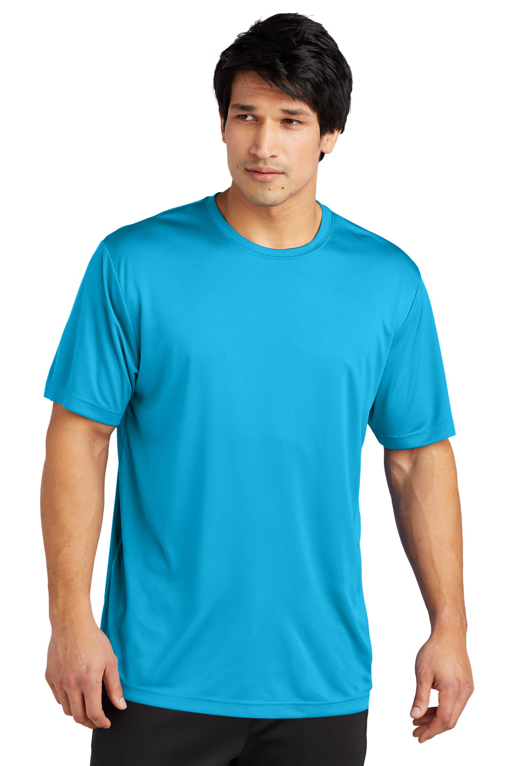 Sport-Tek ST720 Mens Re-Compete Moisture Wicking Short Sleeve Crewneck T-Shirt Atomic Blue Model Front