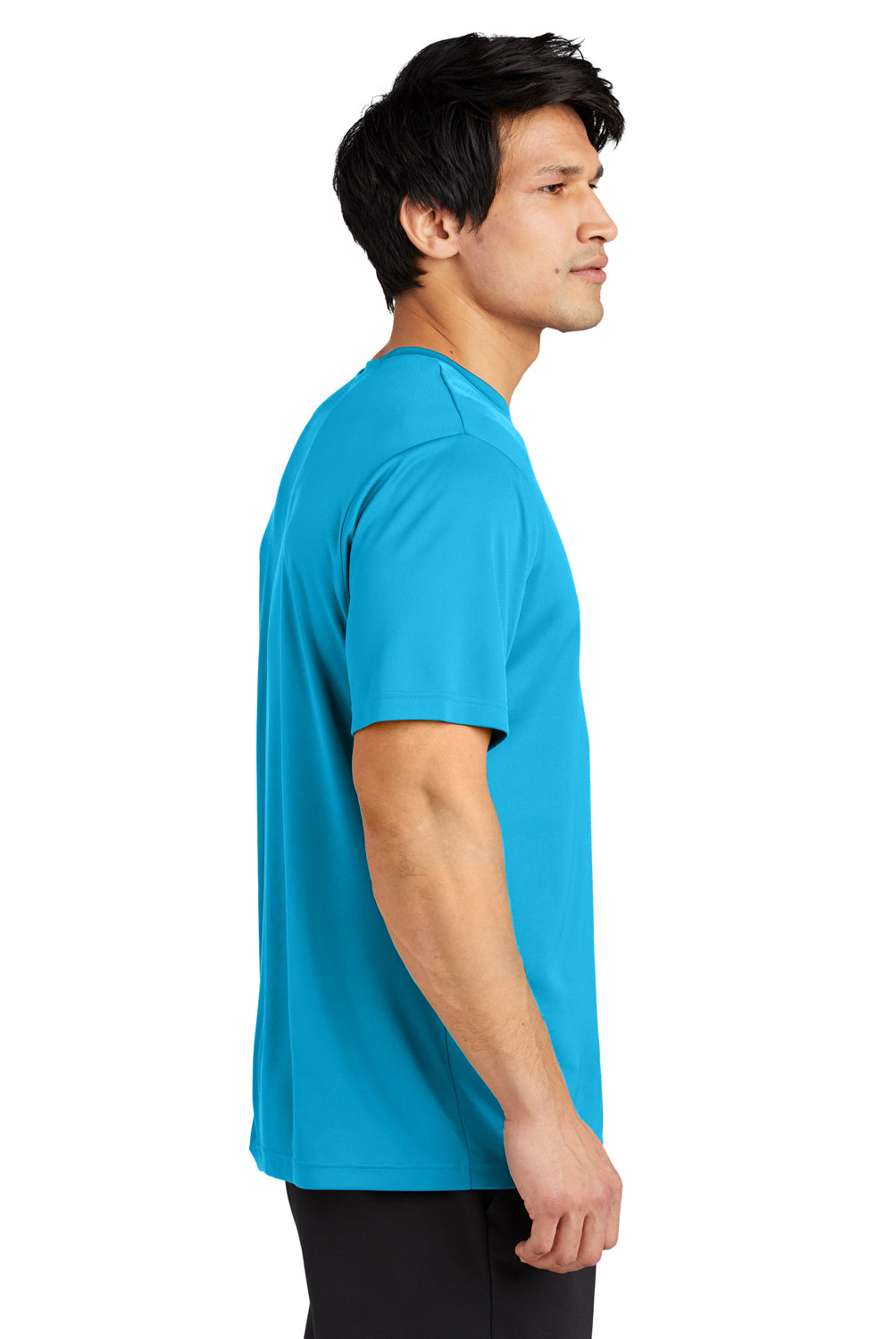 Sport-Tek ST720 Mens Re-Compete Moisture Wicking Short Sleeve Crewneck T-Shirt Atomic Blue Model Side