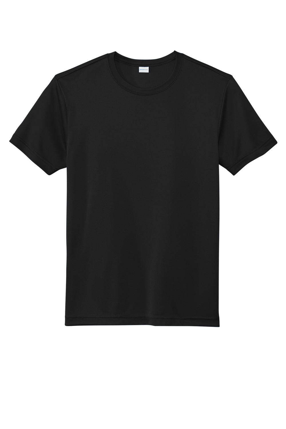 Sport-Tek ST720 Mens Re-Compete Moisture Wicking Short Sleeve Crewneck T-Shirt Black Flat Front