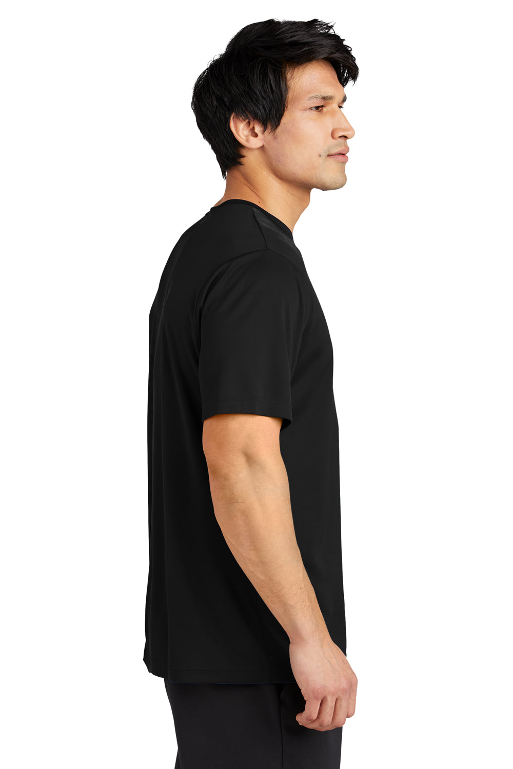 Sport-Tek ST720 Mens Re-Compete Moisture Wicking Short Sleeve Crewneck T-Shirt Black Model Side