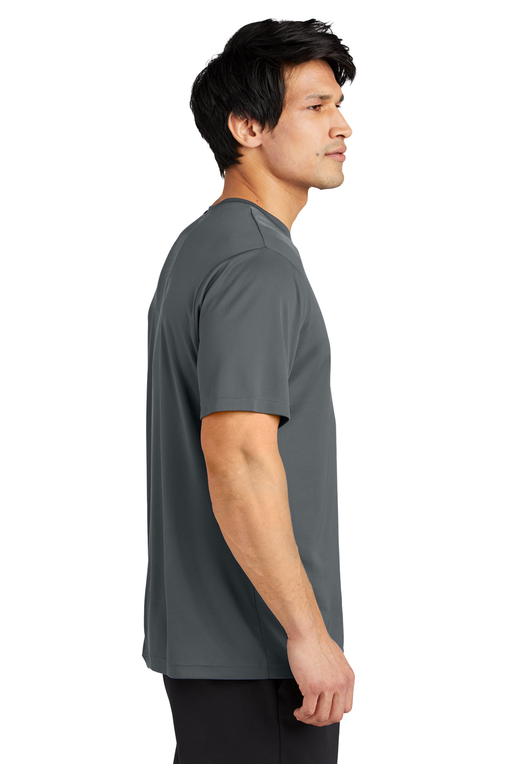 Sport-Tek ST720 Mens Re-Compete Moisture Wicking Short Sleeve Crewneck T-Shirt Iron Grey  Model Side