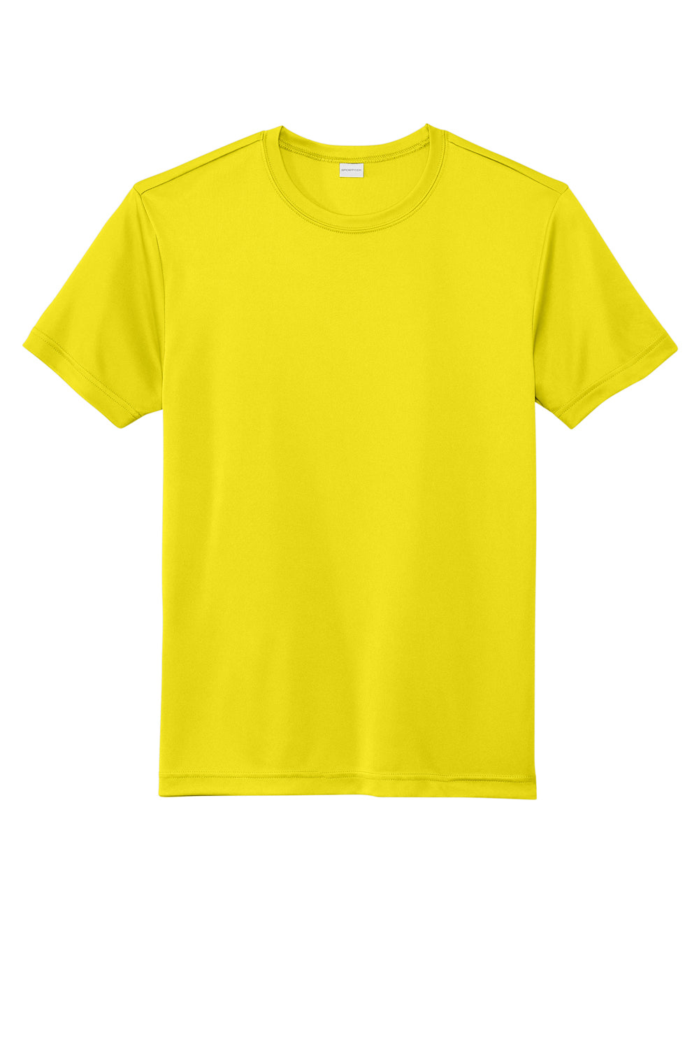 Sport-Tek ST720 Mens Re-Compete Moisture Wicking Short Sleeve Crewneck T-Shirt Neon Yellow Flat Front