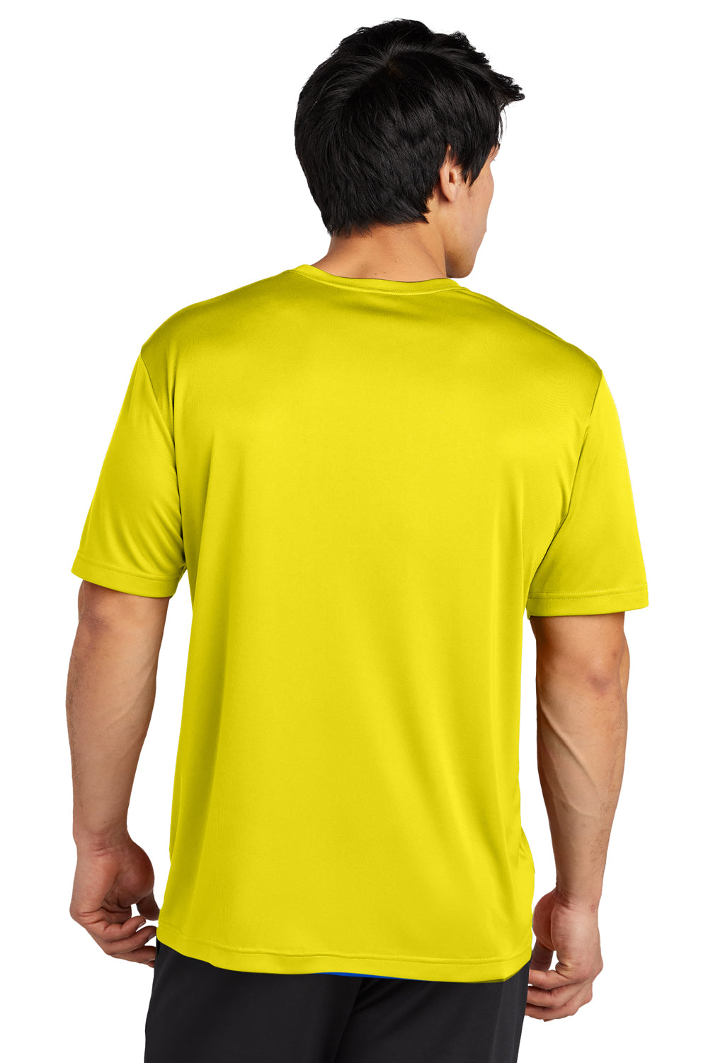 Sport-Tek ST720 Mens Re-Compete Moisture Wicking Short Sleeve Crewneck T-Shirt Neon Yellow Model Back