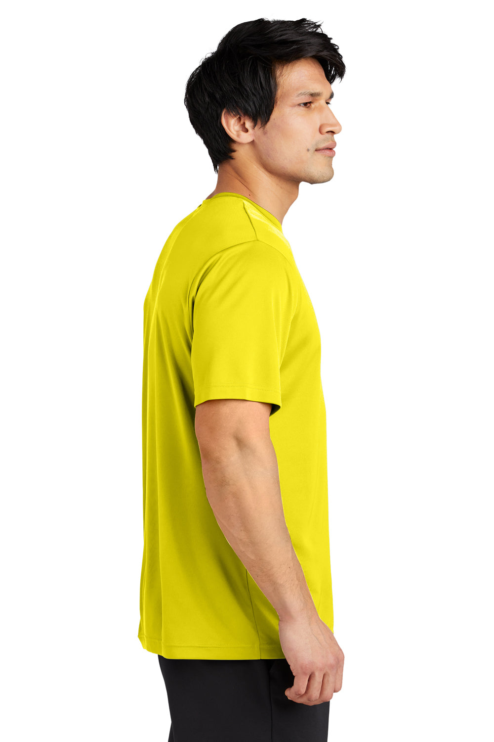 Sport-Tek ST720 Mens Re-Compete Moisture Wicking Short Sleeve Crewneck T-Shirt Neon Yellow Model Side