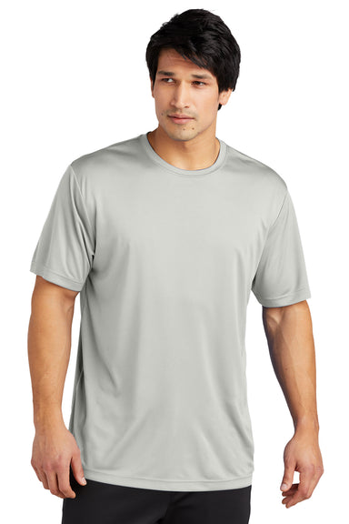 Sport-Tek ST720 Mens Re-Compete Moisture Wicking Short Sleeve Crewneck T-Shirt Silver Grey Model Front