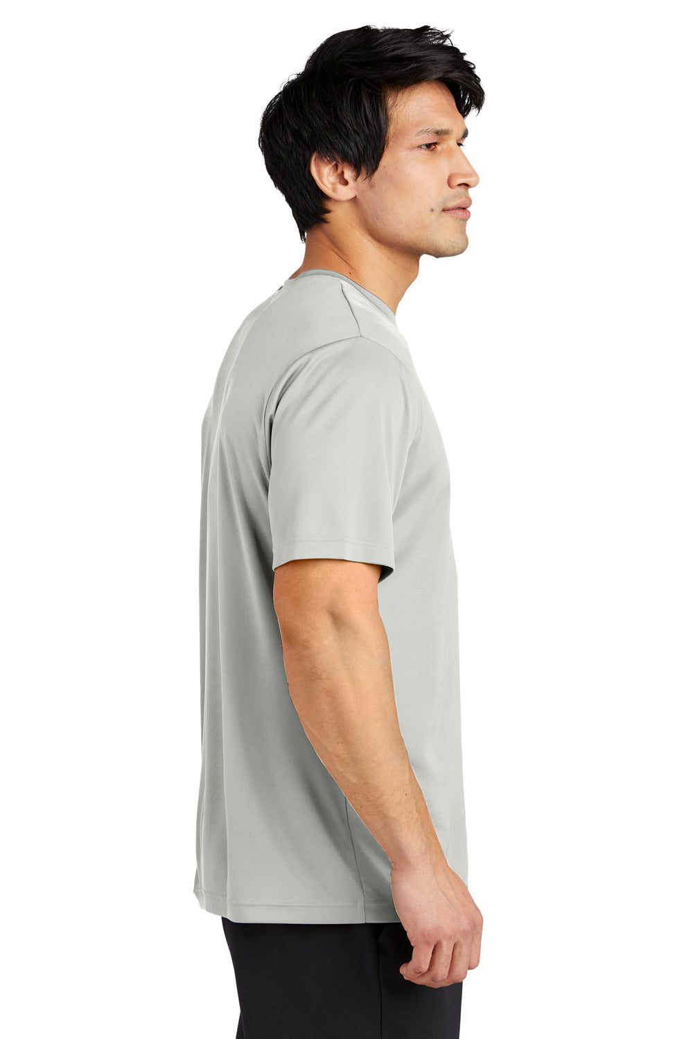 Sport-Tek ST720 Mens Re-Compete Moisture Wicking Short Sleeve Crewneck T-Shirt Silver Grey Model Side