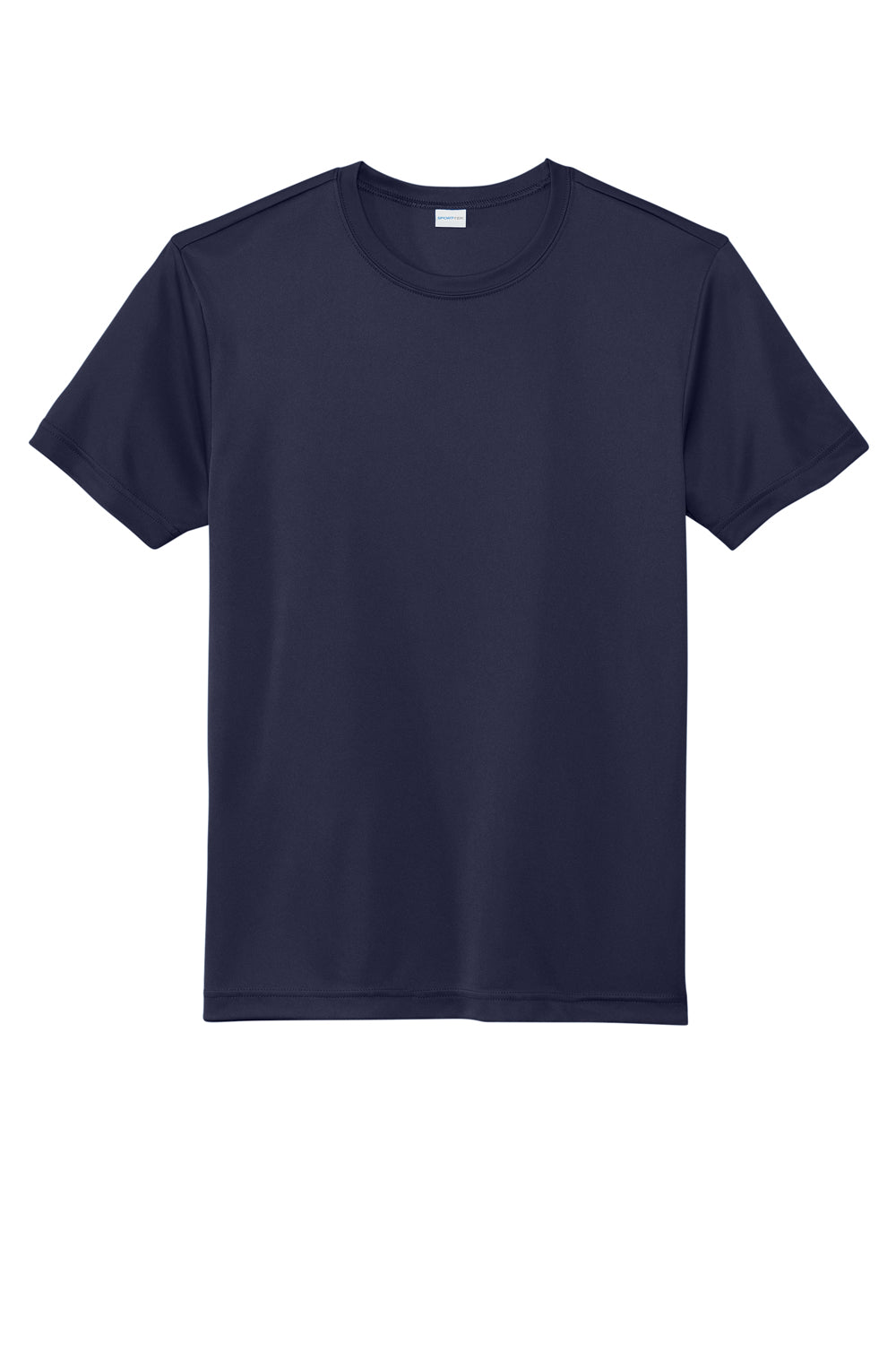 Sport-Tek ST720 Mens Re-Compete Moisture Wicking Short Sleeve Crewneck T-Shirt True Navy Blue Flat Front