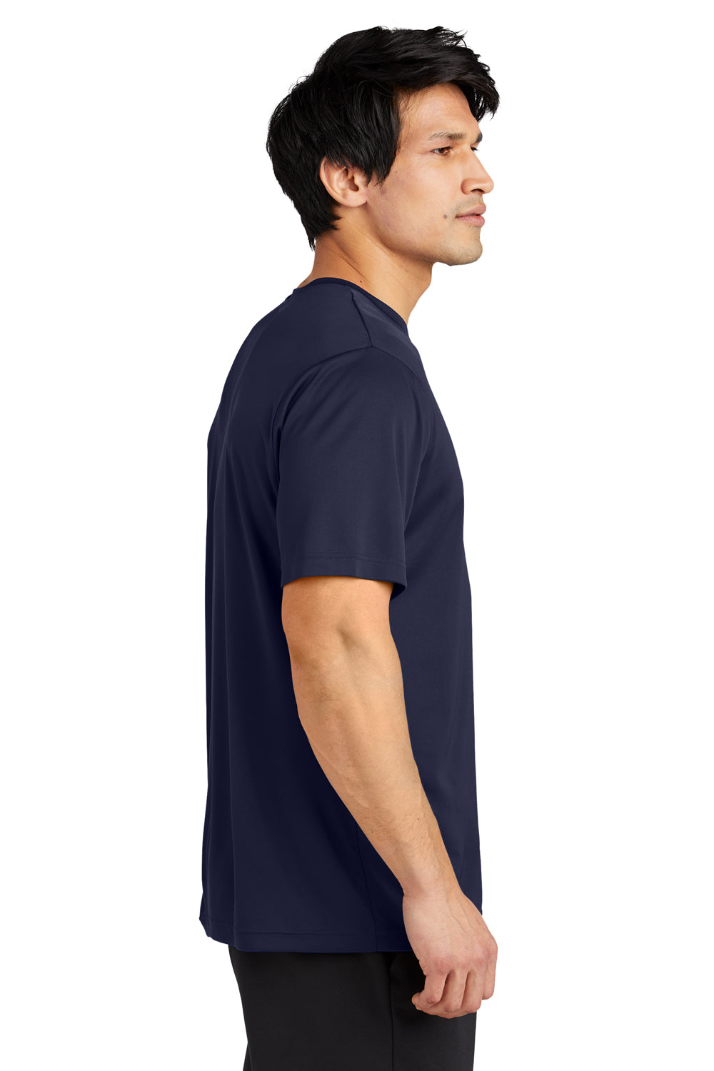 Sport-Tek ST720 Mens Re-Compete Moisture Wicking Short Sleeve Crewneck T-Shirt True Navy Blue Model Side