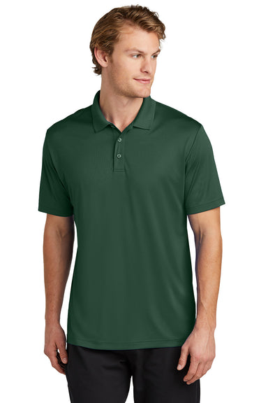 Sport-Tek ST725 Mens PosiCharge Re-Compete Short Sleeve Polo Shirt Forest Green Model Front