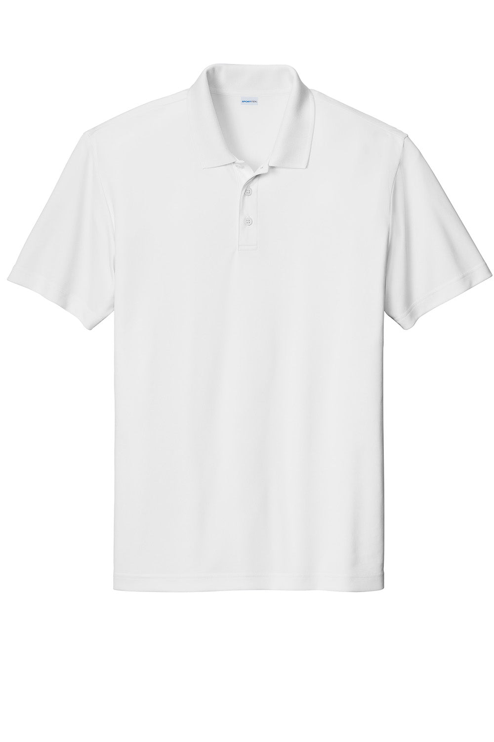 Sport-Tek ST725 Mens PosiCharge Re-Compete Short Sleeve Polo Shirt White Flat Front