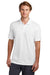 Sport-Tek ST725 Mens PosiCharge Re-Compete Short Sleeve Polo Shirt White Model Front