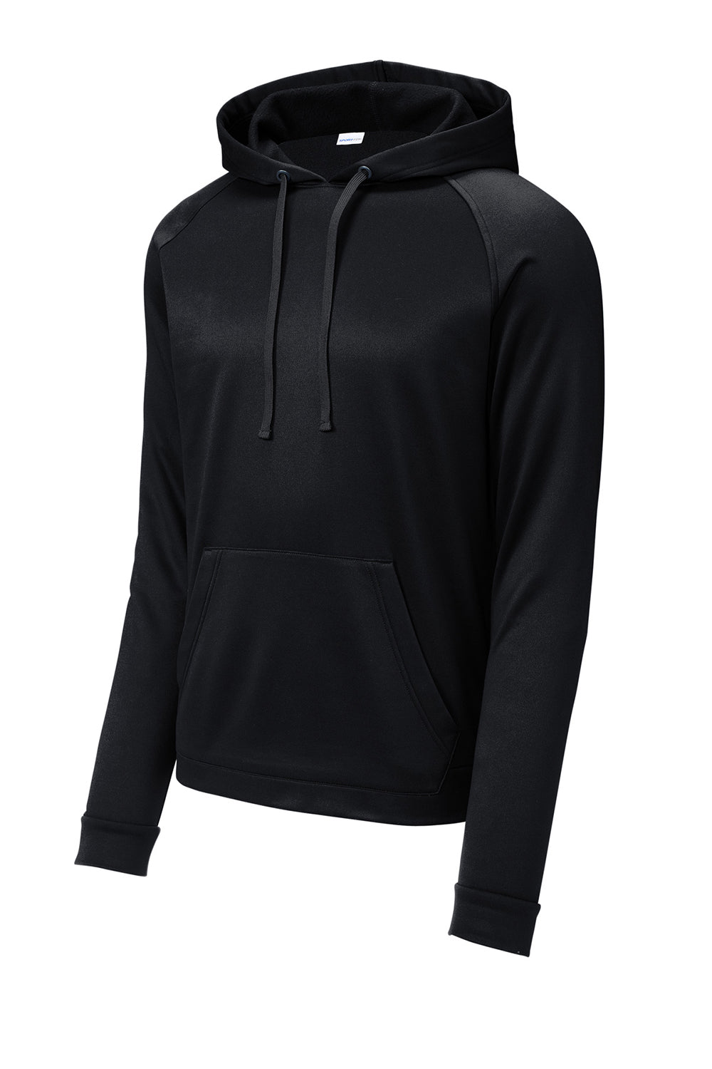 Sport-Tek ST730 Mens Re-Compete Fleece Anti Static Hooded Sweatshirt Hoodie Black Flat Front