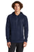 Sport-Tek ST730 Mens Re-Compete Fleece Anti Static Hooded Sweatshirt Hoodie True Navy Blue Model Front