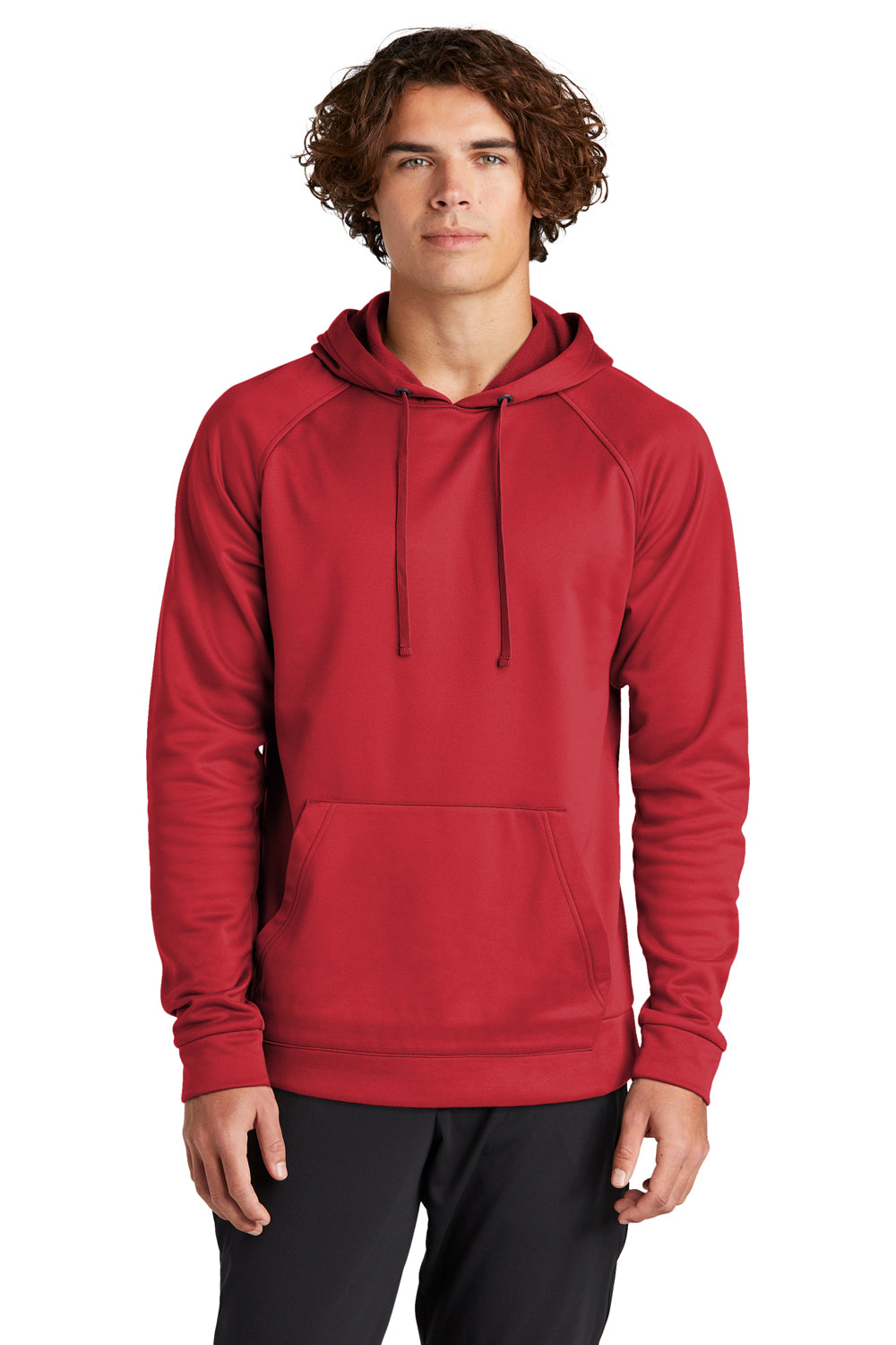 Sport-Tek ST730 Mens Re-Compete Fleece Anti Static Hooded Sweatshirt Hoodie True Red  Model Front