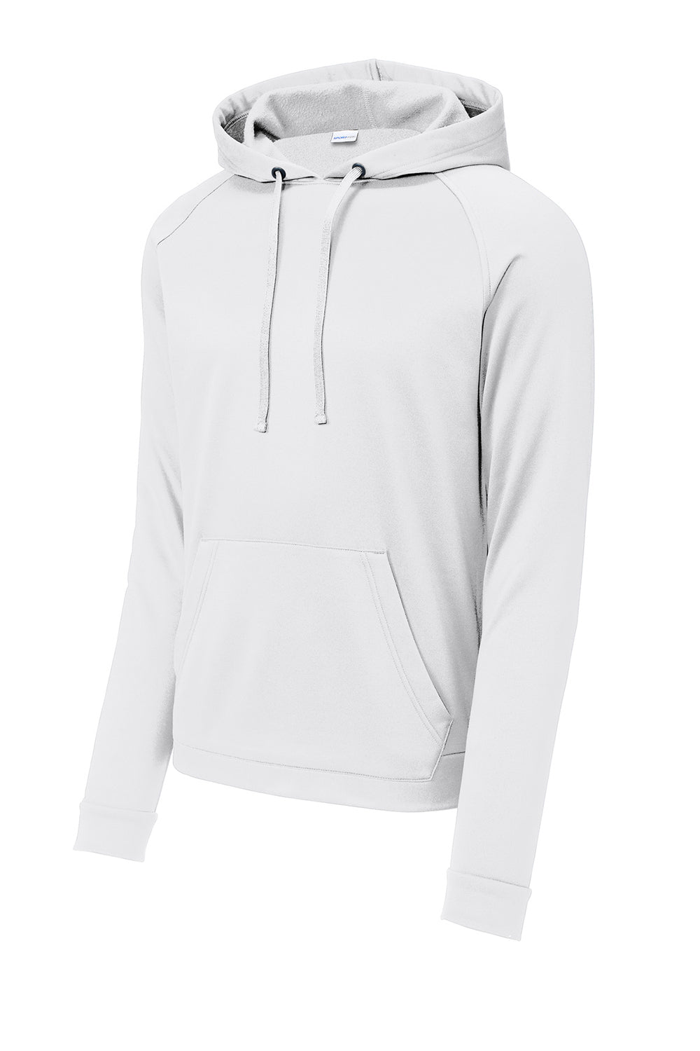 Sport-Tek ST730 Mens Re-Compete Fleece Anti Static Hooded Sweatshirt Hoodie White Flat Front