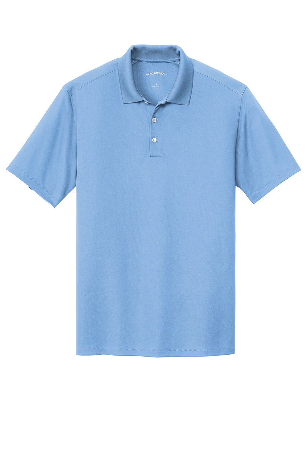 Sport-Tek ST740 Mens Moisture Wicking Micropique Short Sleeve Polo Shirt Carolina Blue Flat Front